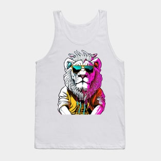 Concrete Safari: Lion's Selfie in Urban Gear Tank Top